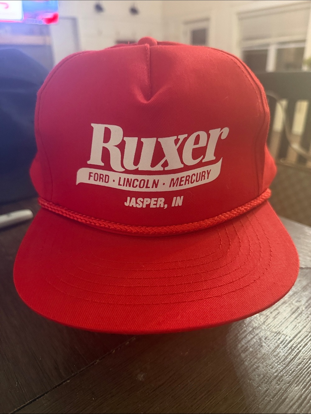 Source Unknown Red Ruxer Ford Lincoln Mercury Jasper IN Snapback Hat